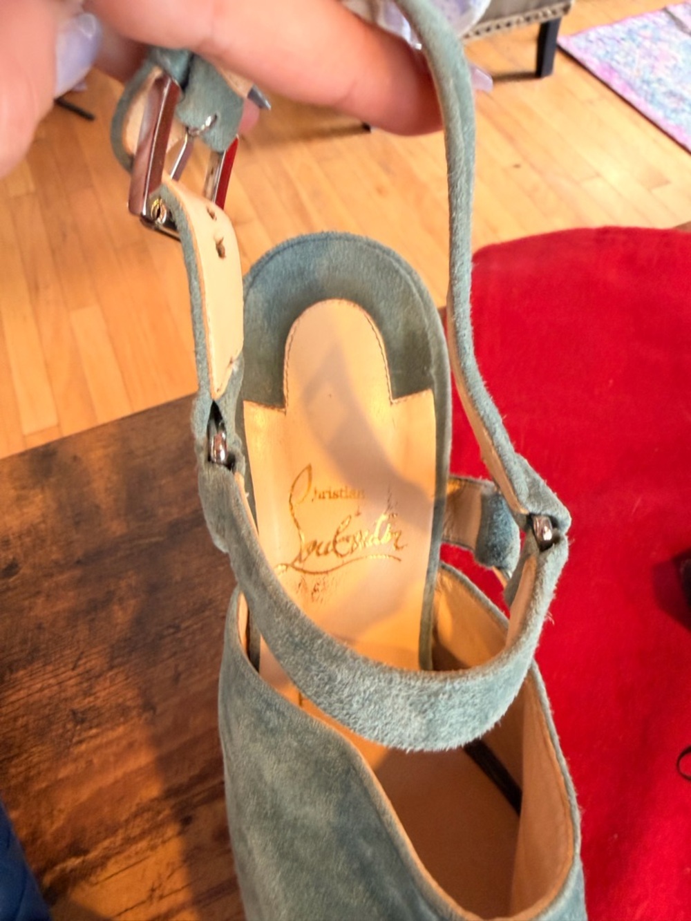 Christian Louboutin Tamilia 140 Suede pale blue platform heels - Picture 3 of 14